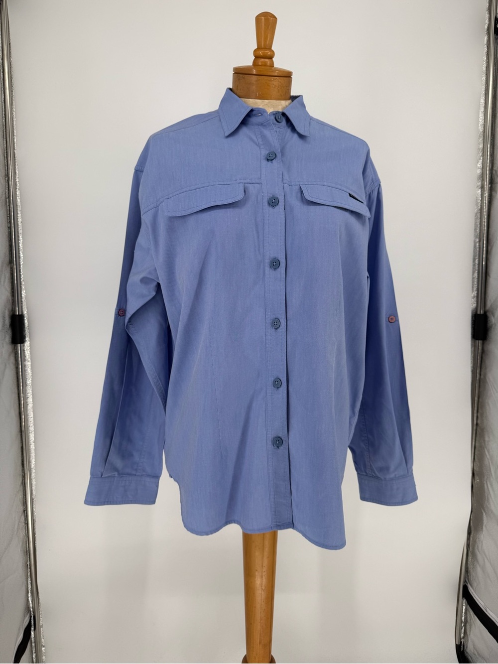 Ex Officio Women’s Light Blue Fishing Button-Down Shirt - sz Large